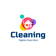 Wall Mural - Home Cleaning Services Logo Design Vector. Cleaning broom logo design.