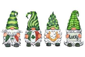 Gnomes. St. Patrick's Day. Watercolor illustration