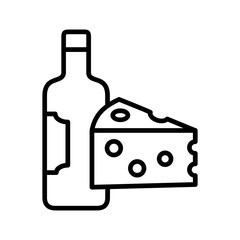 Sticker - Wine and Cheese Vector Icon