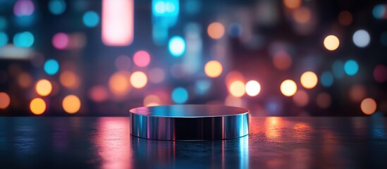 Sticker - Silver Platform with Colorful Bokeh Background