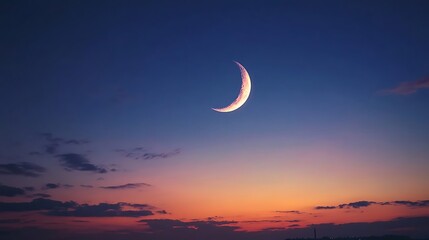 Sticker - Crescent Moon Over a Twilight Sky