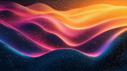 Wall Mural - 3d render particlesabstract texture background, 3d waves, pink, yellow, purple color, glow, bokeh, texture, gradient