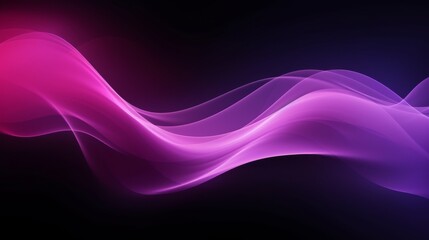 Wall Mural - abstract background, 3d pink transparent wave on black background, gradient