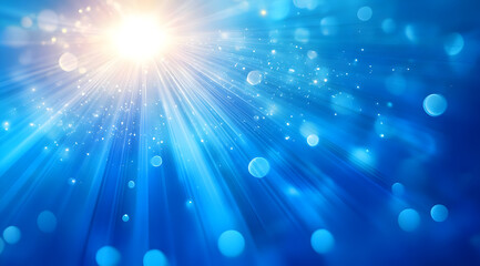 Wall Mural - a vibrant blue background with radiant rays of light creating a serene and ethereal atmosphere, perf