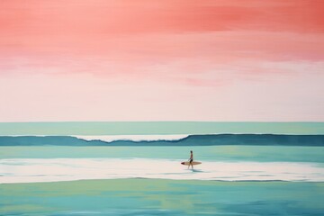 Canvas Print - Surfing landscape painting outdoors.