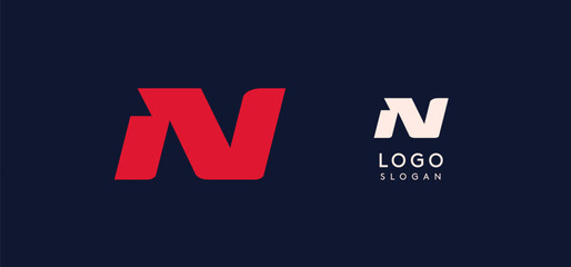 Leinwandbilder - Wide bold red letter N, modern dynamic logo for business identity of technological, automotive and sports business. Vector illustration.
