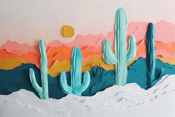 Wall Mural - Cactus plant art tranquility.