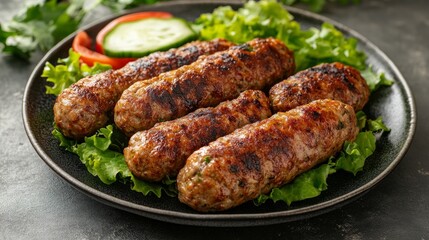 Wall Mural - Cigkofte is a dish from Turkey. plate of cigkofte, leman, and lettuce