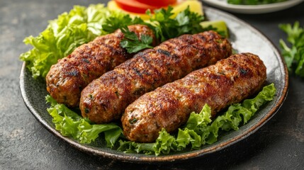 Cigkofte is a dish from Turkey. plate of cigkofte, leman, and lettuce