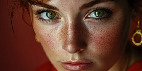 Glamorous Close-up Portrait of a Woman with Intense Gaze