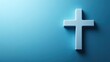 © Pricha.RT - Minimalistic cross symbol on a gradient blue background with generous copy space.