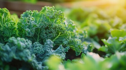 Curly kale growing in an organic backyard garden, tended by an agriculturist who values natural farming practices.