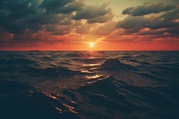 Canvas Print - Sunset ocean sea outdoors.