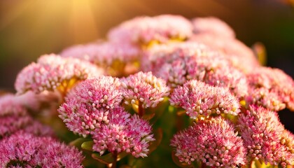 Wall Mural - pink blooms of sedum autumn joy flowers in the fall