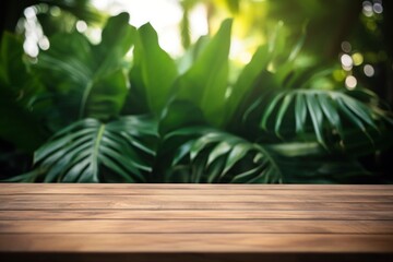 Wall Mural - Tropical leaves wood backgrounds outdoors.