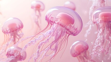 Wall Mural - pink jellyfish background