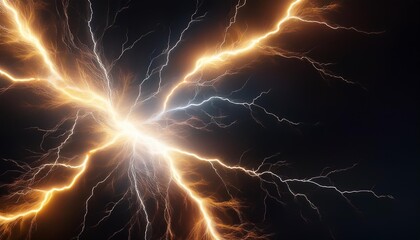 shiny lightnings composition on the dark background abstract energy strike ornament in the thunderstorm