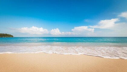 Canvas Print - tropical summer sand beach on sea sky background copy space