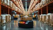 © Old Man Stocker - Autonomous mobile robot (AMR) transporting a package in a warehouse, emphasizing the role of robotics in modern logistics and industrial operations.