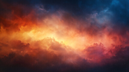 Wall Mural - A colorful space background with orange clouds and stars