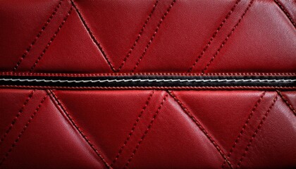 Sticker - red stitched black leather texture background