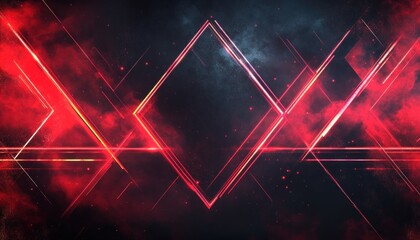 Wall Mural - red laser beams creating geometric shapes background