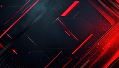 Wall Mural - abstract dark background with red glowing lines and shapes