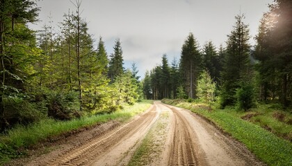 Canvas Print - close up of dirt road through into forest