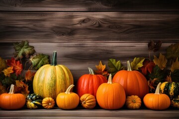 Wall Mural - Display of pumpkins vegetable squash plant.