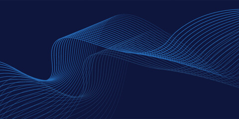 Dark blue abstract background with glowing circle lines. Geometric stripe line art design. Modern shiny blue lines. Futuristic technology concept.