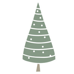 Wall Mural - A minimalist green Christmas tree with white dots, on a white background