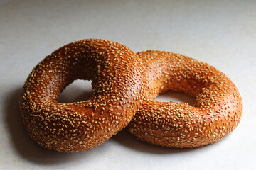 Wall Mural - traditional turkish bagels with sesame seeds (simit)