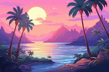 Poster - Tropical landscape outdoors nature.