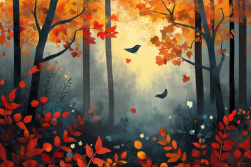 Canvas Print - Autumn Illustration