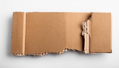 torn piece of brown cardboard on a white isolated background