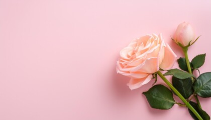 beautiful pastel rose flower on pink background valentine day