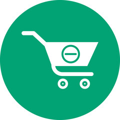 Wall Mural - Shopping Cart with Minus Sign glyph circle icon