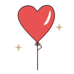 Poster - A large red heart-shaped balloon with a star-shaped decoration, floating against a plain background