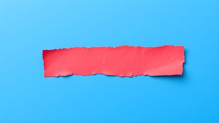 Torn red paper strip across a bright blue background