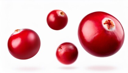 Wall Mural - levitating cranberries on a white isolated background