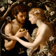 © Dar1930 - Adam and Eve in the Garden of Eden. AI generative.