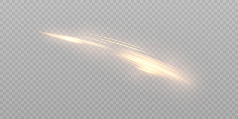 Aufkleber - Golden light effect curve line with sparks and glitter. Glowing golden trail. Abstract light energy movement effect. Vector 10 EPS