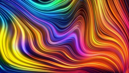 Poster - vibrant abstract background with wavy fluorescent colors in a modern fluxus style