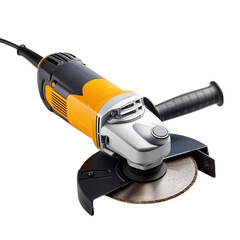 a power tool with a yellow handle and a black and silver body