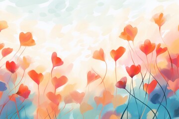 Wall Mural - Flower field backgrounds abstract painting.