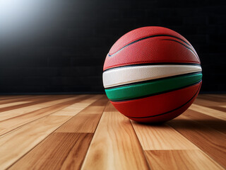 Wall Mural - Basketball with Bahrains flag on a white background