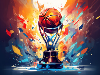 Sticker - Basketball championship banner with abstract design for your project