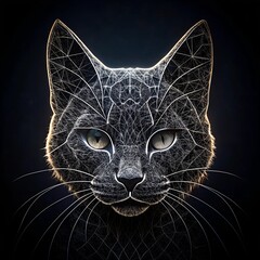 Wall Mural - beautifully chiseled profile of a cat on a black background