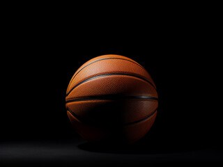 Isolated basketball against a black background