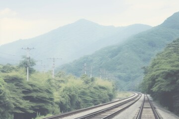 Wall Mural - Train railway train landscape outdoors.